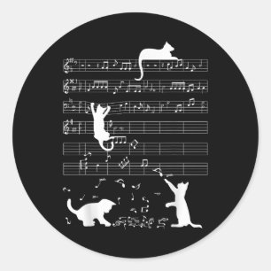 Adesivo Gatinho Gato Bonito Reproduzindo Música Clef Piano