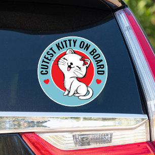 Adesivo Gatinho/Gato Cujo Carro Redondo De Conselho