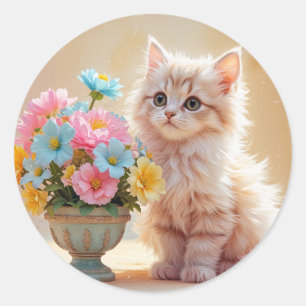 Adesivo Gatinho Gelado com Flores de Pastel