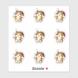 Adesivo Gatinho giro em Santa Hat