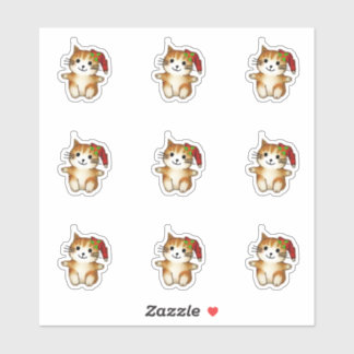 Adesivo Gatinho giro em Santa Hat