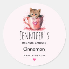 Adesivo Gatinho giro em uma equipe com Artesanato de velas