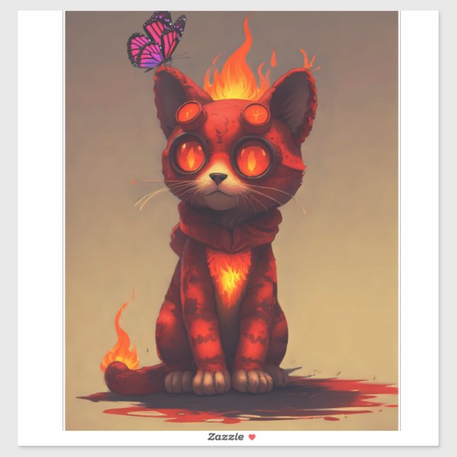 Adesivo Gatinho Inferno (Folha)