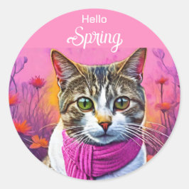 Adesivo Gatinho Jazzy no começo do primavera