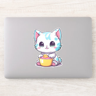 Adesivo Gatinho Kawaii Bonito Face | Emblema de gato doce