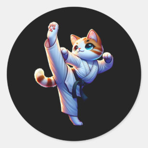 Adesivo Gatinho Kawaii Karate Em Ação