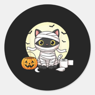 Adesivo Gatinho Kawaii Múmia Halloween Gato Preto Truque O