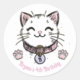 Adesivo Gatinho Kitty Rosa Roxo Dourado Festa de Aniversár