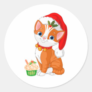 Adesivo Gatinho Laranja De Natal, Gato