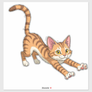 Adesivo Gatinho Laranja Divertido Desenho Animado