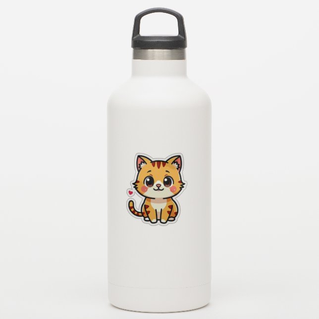 Adesivo Gatinho Laranja Sorriso - Vinheta Bonita (Garrafa d'água)