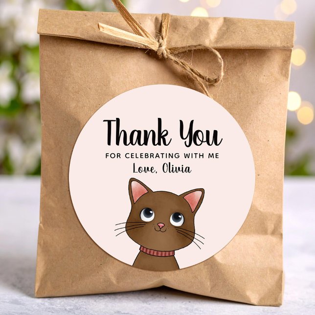Adesivo Gatinho marrom obrigado (Criador carregado)