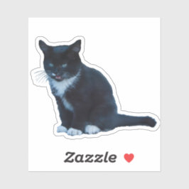 Adesivo Gatinho negro Tuxedo sentado meows