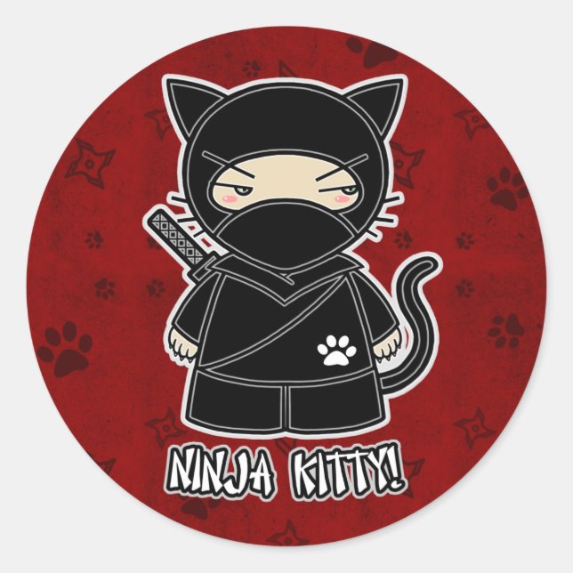 Adesivo Gatinho Ninja! No Red Sticker (Frente)