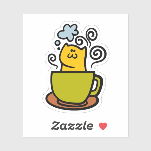 Adesivo Gatinho numa xícara de café (Folha)