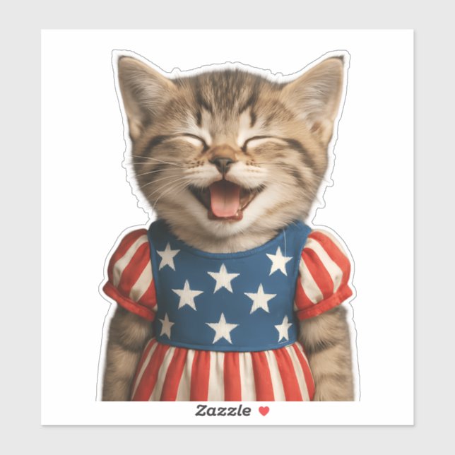 Adesivo Gatinho Patriótico Risonho (Folha)