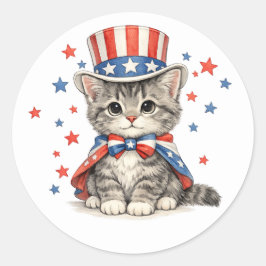 Adesivo Gatinho Patriótico Vermelho Branco Azul
