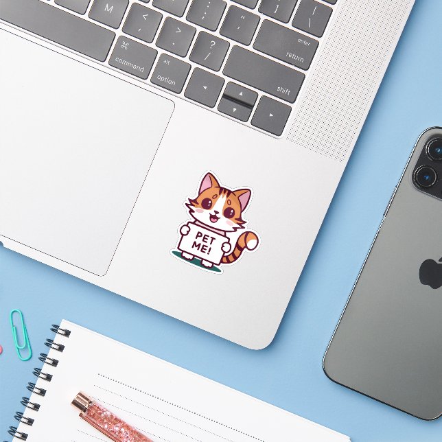 Adesivo Gatinho Pet Me (Notebook com iPhone)