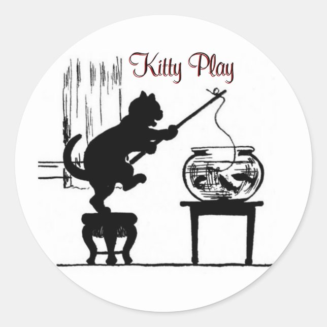 Adesivo Gatinho Play Cat Silhouette Stickers (Frente)