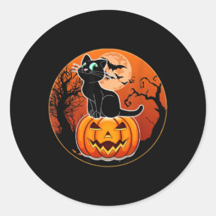 Adesivo Gatinho Preto do Halloween Chapéu de Bruxa Abóbora