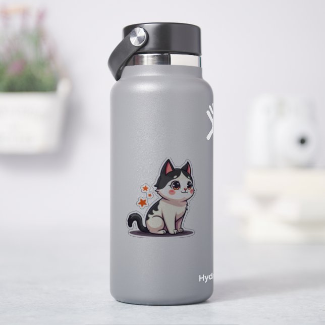 Adesivo Gatinho Preto e Branco Kawaii – Chibi de Halloween (HidroFlask)