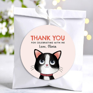 Adesivo Gatinho preto e branco obrigado