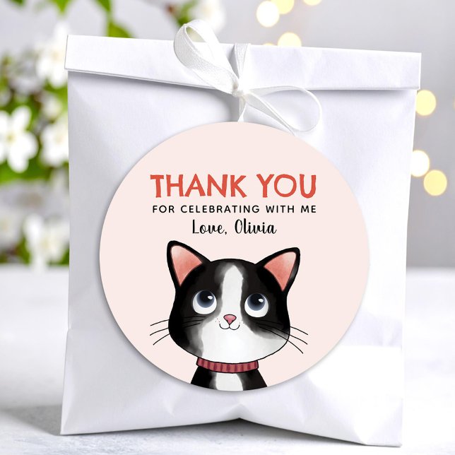 Adesivo Gatinho preto e branco obrigado (Criador carregado)