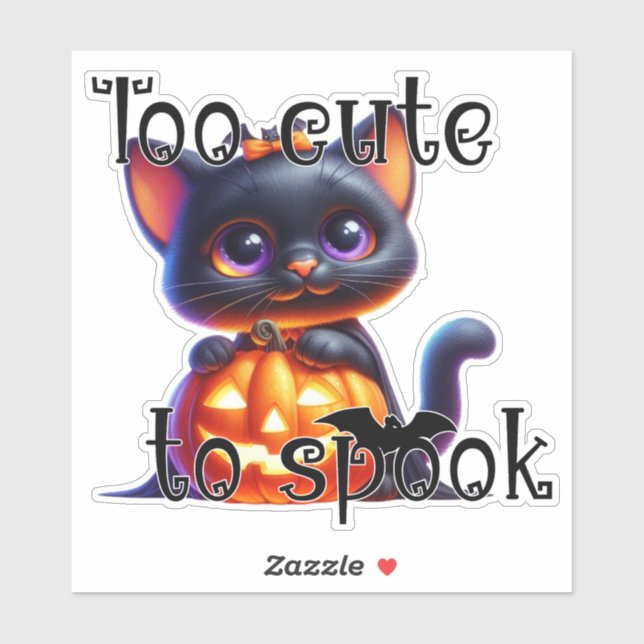 Adesivo Gatinho preto muito bonito para Spook com abóbora (Folha)