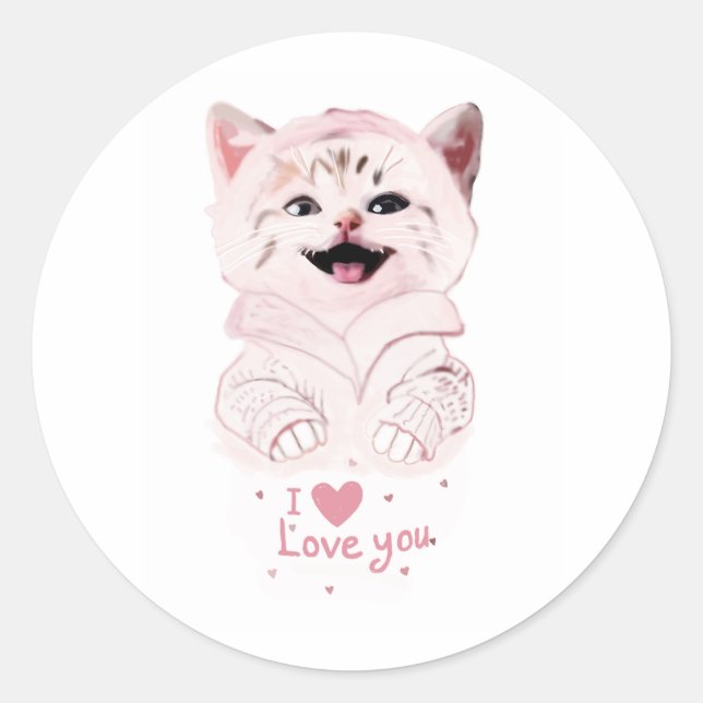 Adesivo Gatinho Rosa Bonito (Frente)