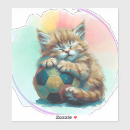 Adesivo Gatinho Sonolento com Bola de Futebol – Amante de 