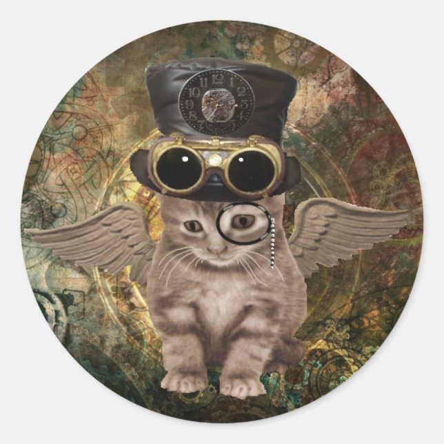 Adesivo Gatinho Steampunk (Frente)