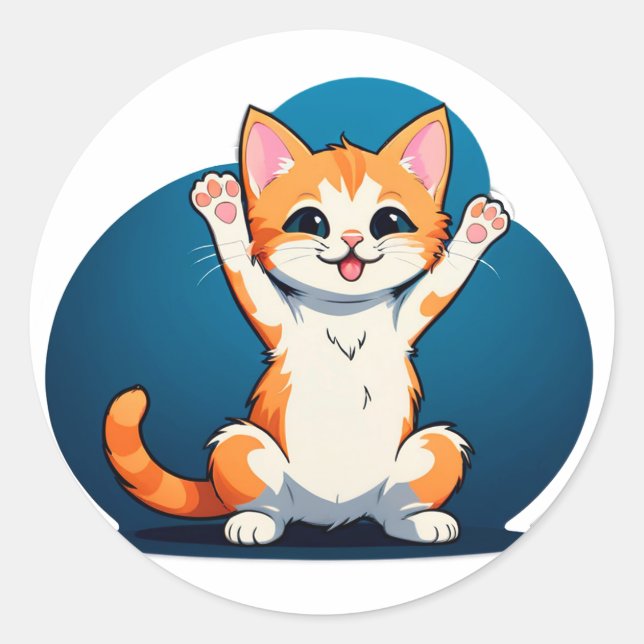 Adesivo Gatinho Tabby Feliz (Frente)