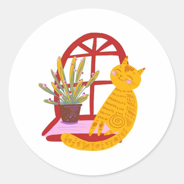 Adesivo Gatinho tão feliz, fofo e fofinho, (Frente)