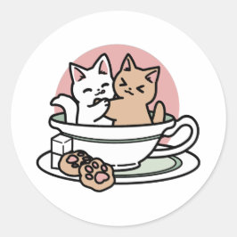 Adesivo Gatinhos cortantes em uma taça - Adorável Hora do
