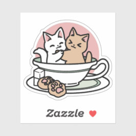 Adesivo Gatinhos cortantes em uma taça - Adorável Hora do