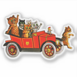 Adesivo Gatinhos de Cartoon Engraçados Vintage em Carro Cl