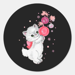 Adesivo Gatinhos De Gato Retro Jogam Com Orname De Natal R