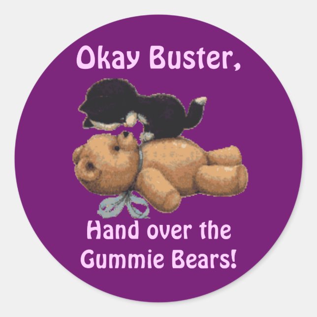 Adesivo Gatinhos Engraçados E Palitos De Urso (Frente)