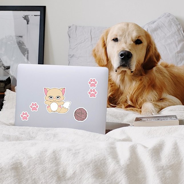 Adesivo Gatinhos Kawaii e impressões de pata (Criador carregado)
