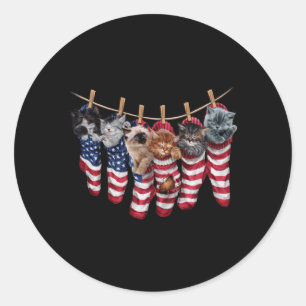 Adesivo Gatinhos Patrióticos Em Meias Da Bandeira American