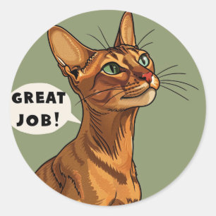 Adesivo Gato Abissínio Grande Trabalho Recompensa Professo