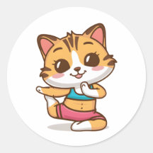 Gato Adorável Fazendo Yoga Sticker - Yoga Felino B
