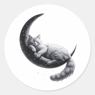Adesivo Gato adormecido bonito na lua - Poster estético no