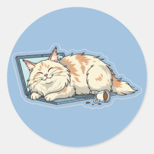 Adesivo Gato Adormecido e Aconchegante no Laptop Amante