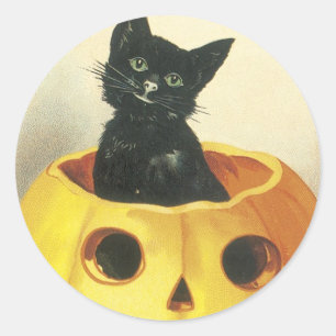 Adesivo Gato alegre antiquado do Dia das Bruxas