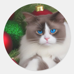 Adesivo gato ama o gozo da árvore de natal