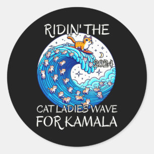 Adesivo Gato Andando Mulher Azul Onda Para Kamala Harris P