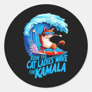 Adesivo Gato Andando Mulher Azul Onda Para Kamala Harris P