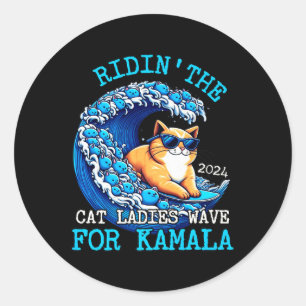 Adesivo Gato Andando Mulher Azul Onda Para Kamala Harris P