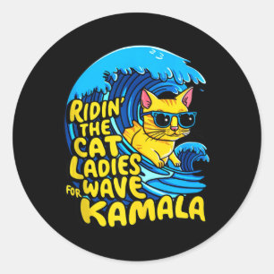 Adesivo Gato Andando Mulher Azul Onda Para Kamala Harris P
